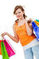 Happy attractive young shopaholic