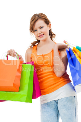 Happy attractive young shopaholic