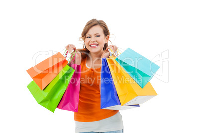 Happy attractive young shopaholic
