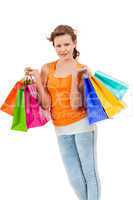 Happy attractive young shopaholic