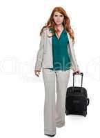 Business woman carrying luggage