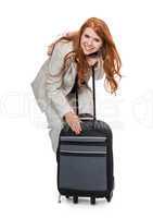 Business woman carrying luggage