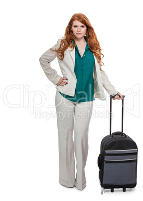 Business woman carrying luggage