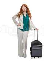 Business woman carrying luggage