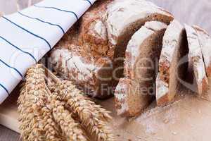 homemade fresh baked bread and knife