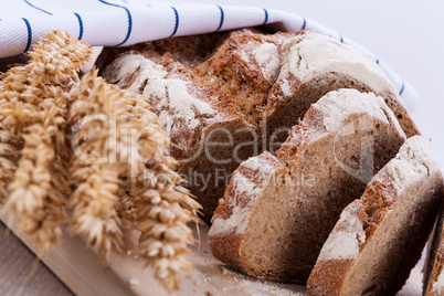 homemade fresh baked bread and knife