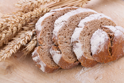 homemade fresh baked bread and knife