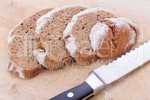 homemade fresh baked bread and knife