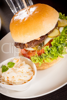 Cheeseburger with cole slaw