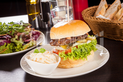 Cheeseburger with cole slaw