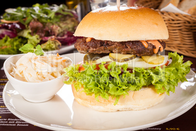 Cheeseburger with cole slaw