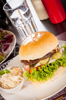 Cheeseburger with cole slaw