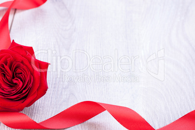 Bouquet of red roses with ribbon border