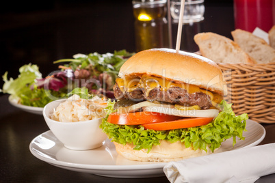 Cheeseburger with cole slaw