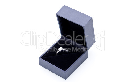Jewelry box with elegant silver ring