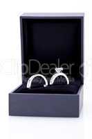 Jewelry box with two elegant silver rings