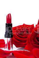 Sexy red or scarlet lipstick with roses
