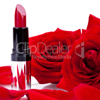 Sexy red or scarlet lipstick with roses