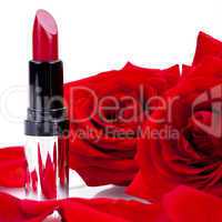 Sexy red or scarlet lipstick with roses
