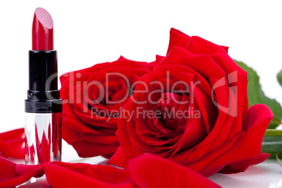 Sexy red or scarlet lipstick with roses