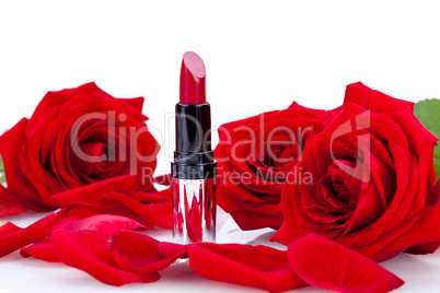 Sexy red or scarlet lipstick with roses