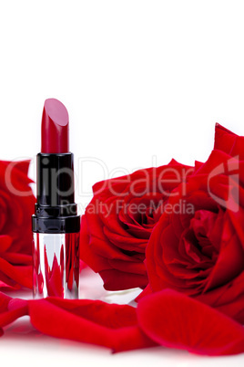 Sexy red or scarlet lipstick with roses