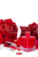 Elegant red nail varnish in a stylish bottle