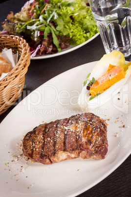 Grilled beef steak with seasoning