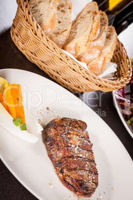 Grilled beef steak with seasoning