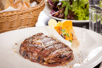 Grilled beef steak with seasoning