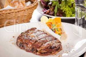 Grilled beef steak with seasoning