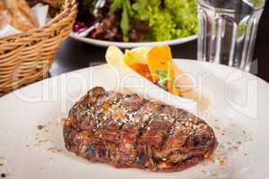 Grilled beef steak with seasoning