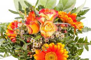 Vivid orange gerbera daisy in a bouquet