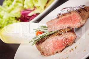 Succulent medium rare beef steak