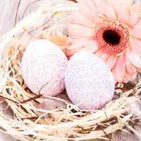 Beautiful Easter eggs in crocheted covers