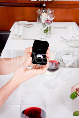 happy couple in restaurant romantic date