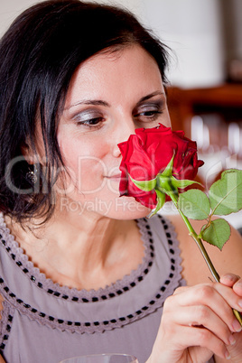 happy couple in restaurant romantic date