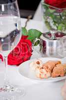 waiter serve fresh espresso for happy couple