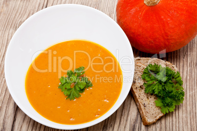 fresh tasty homemade pumpkin soup