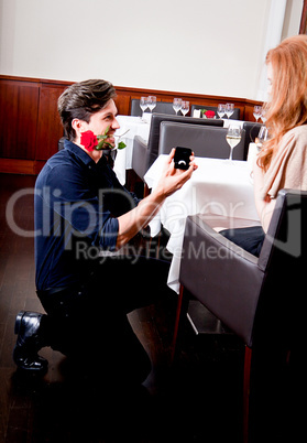 happy couple in restaurant romantic date