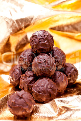 collection of different chocolate pralines truffels