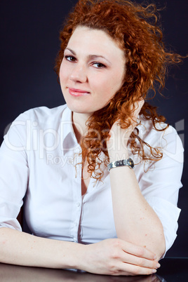 attractive young redhead woman portrait