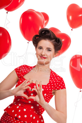 smiling young attractive girl woman with red lips isolated