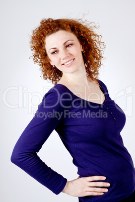 attractive young redhead woman smiling portrait