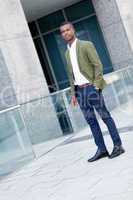 young successful african business man outdoor in summer