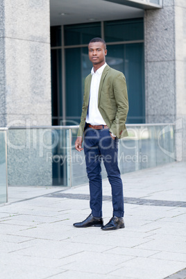 young successful african business man outdoor in summer