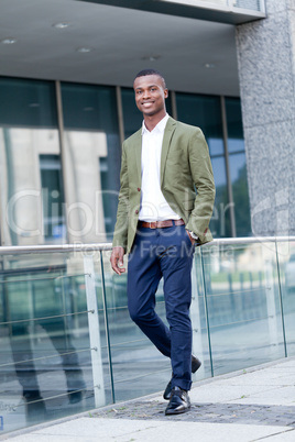 young successful african business man outdoor in summer