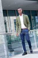 young successful african business man outdoor in summer