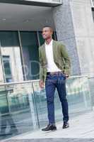 young successful african business man outdoor in summer