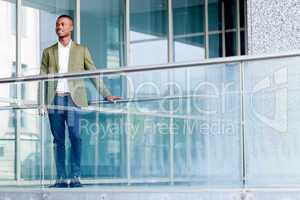 young successful african business man outdoor in summer